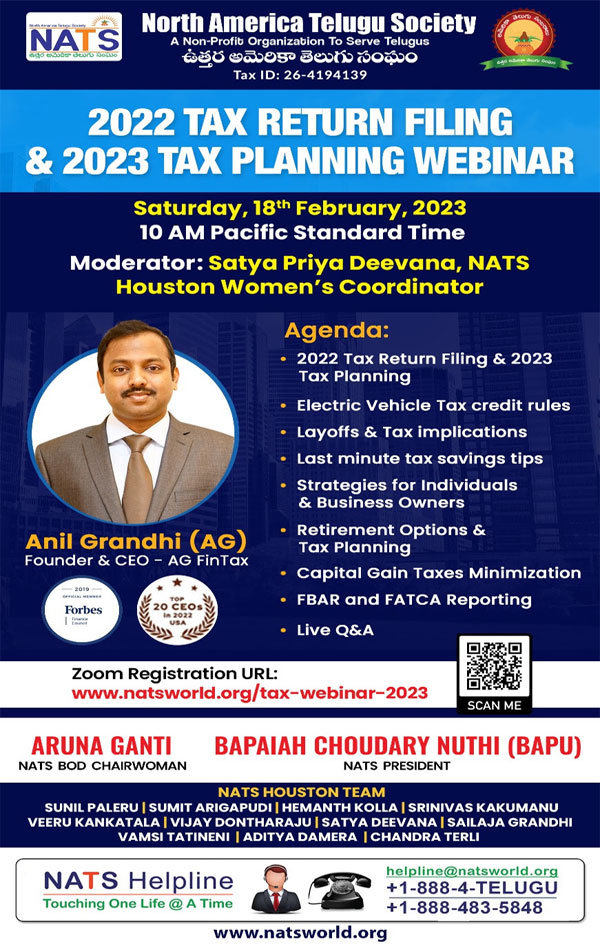 NATS Tax Webinar on Feb 18