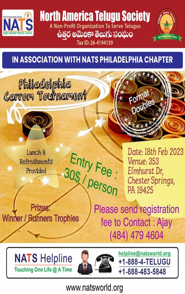 NATS Carrom Tournament on  Feb 18