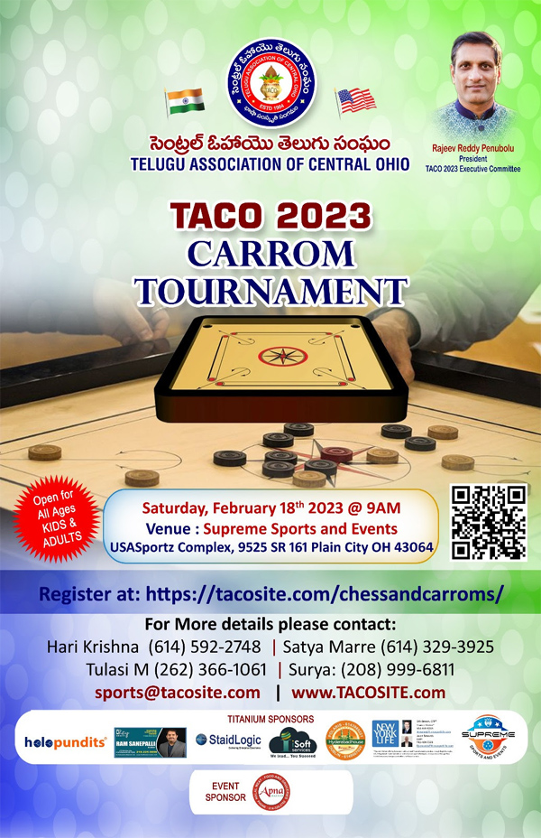 TACO Carrom Tournament on Feb 18th