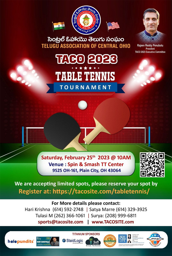 TACO Table Tennis Tournament on Feb 25th 2023