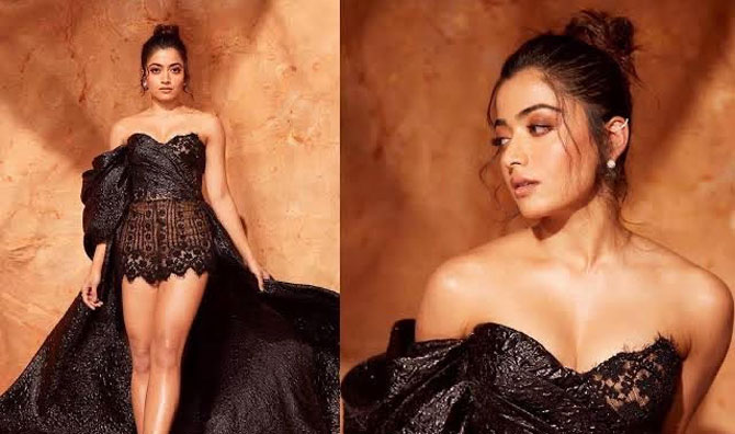 త‌న డ్రెస్‌తో అంద‌రినీ అవాక్క‌య్యేలా చేసిన ర‌ష్మిక‌