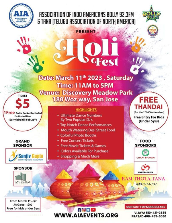 AIA Present Holi Fest on March 11