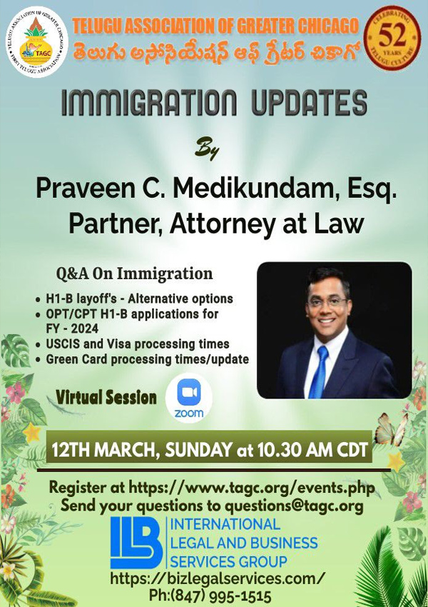 TAGC Immigration Updates by Praveen C. Medikundam on Mar 12