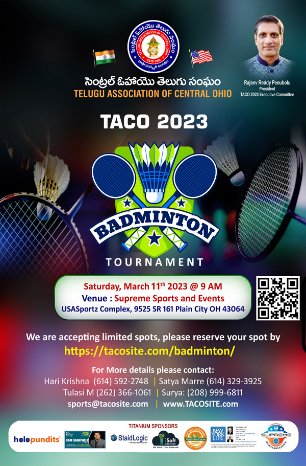 TACO Badminton Tournament on March 11th