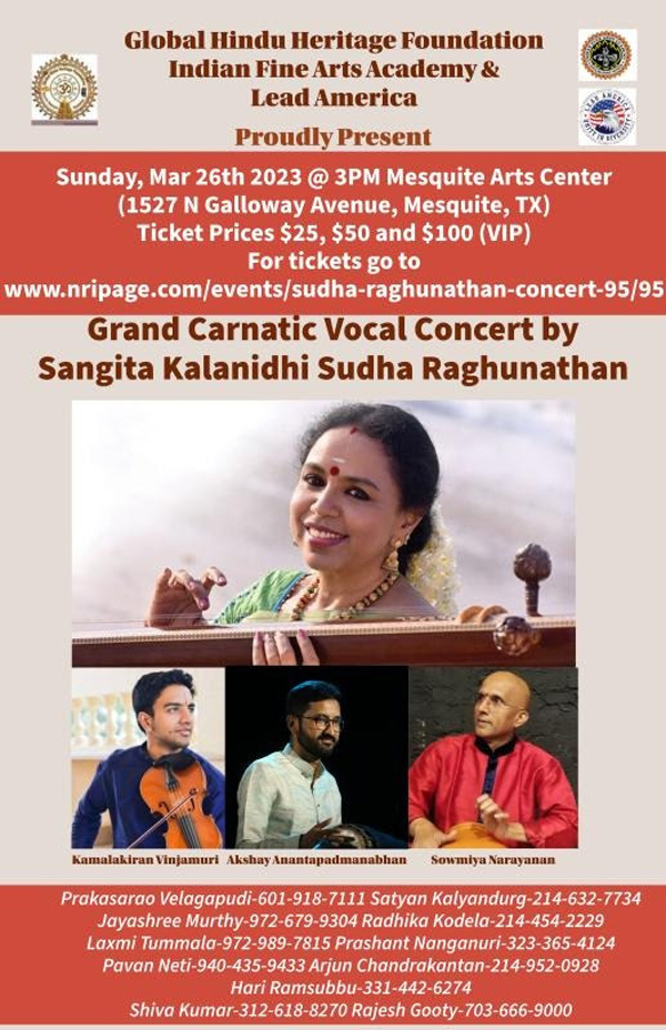 Grand Carnatic Vocal Concert by Sangita Kalanidhi Sudha Ranghunathan