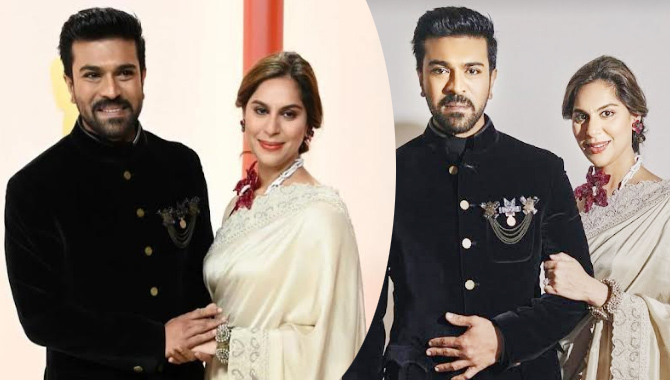 ఆధునిక భార‌త‌దేశ సంస్కృతికి అద్దం ప‌ట్టే వ‌స్త్ర‌ధార‌ణ‌లో 2023 ఆస్కార్ సాంపెన్ రెడ్ కార్పెట్‌పై అల‌రించిన రామ్‌చ‌ర‌ణ్‌