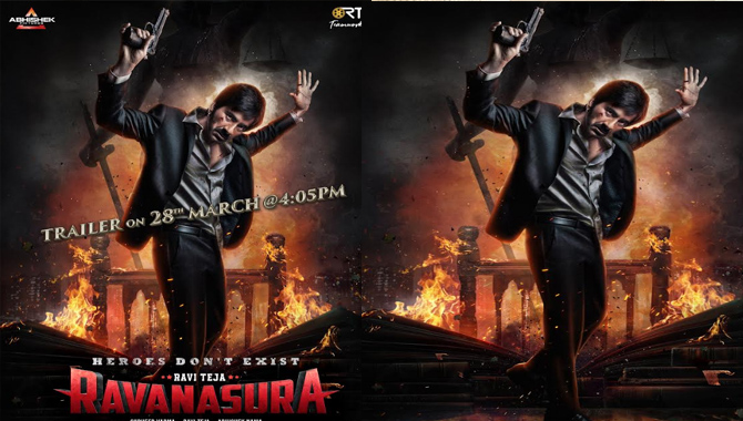 Mass Maharaja Ravi Teja, Sudheer Varma, Abhishek Pictures, RT Team Works Ravanasura Theatrical Trailer On March 28th