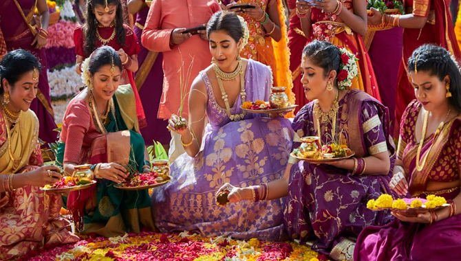 Telugu cinema’s heartbeat Pooja Hegde excels in Bathukamma song