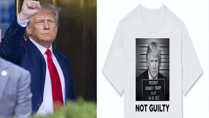 నిర్దోషి టీ షర్ట్ లతో డొనాల్డ్ ట్రంప్ ప్రచారం