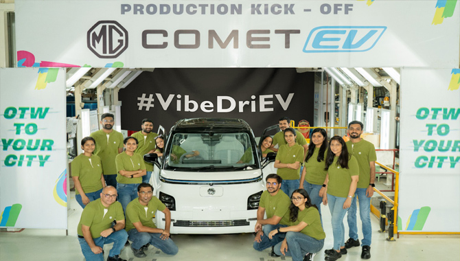 MG Motor India rolls out first ‘Comet’ to mark the start of production of its Smart EV