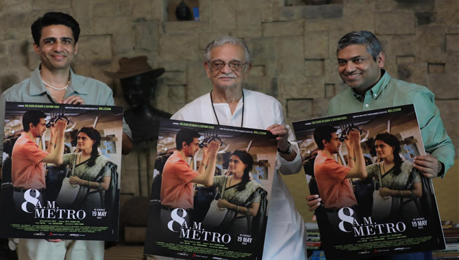 గుల్షన్ దేవయ్య, సయామి ఖేర్, రాజ్ రాచకొండ ‘8 A. M. మెట్రో’ పోస్టర్‌ను లాంచ్ చేసిన గుల్జార్