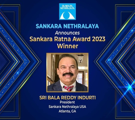 బాలారెడ్డి ఇందుర్తికి ప్రతిష్టాత్మక శంకరరత్న 2023 అవార్డు