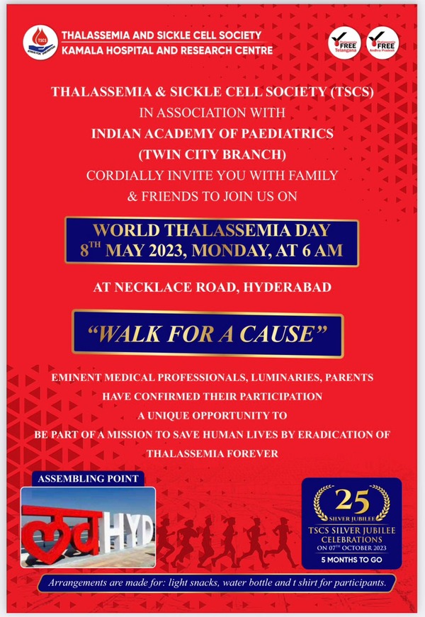 Thalassemia “Walk For A Cause” to be conducted in Hyderabad