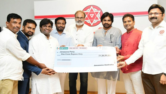 జనసేన పార్టీకి రూ. కోటి విరాళం ఇచ్చిన ఎన్ఆర్ఐలు