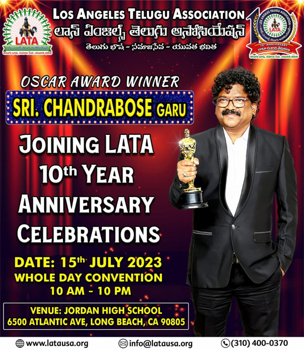 LATA 10th Year Anniversary Convention – Chandra Bose garu joining Celebrations