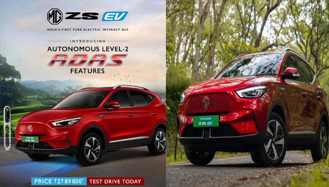 భారతదేశపు మొట్టమొదటి ప్యూర్-ఎలక్ట్రిక్ ఇంటర్నెట్ ఎస్‌యువి- జడ్ఎస్ ఈవీ ని ఇప్పుడు ADASతో విడుదల చేసిన ఎంజి మోటార్