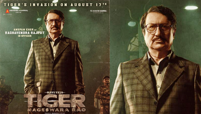 Anupam Kher as IB Officer Raghavendra Rajput in Tiger Nageswara Rao Anupam Kher as IB Officer Raghavendra Rajput in Tiger Nageswara Rao
