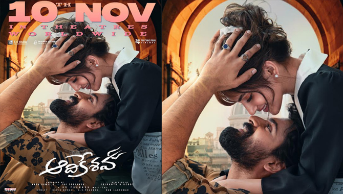Vaisshnav Tej, Sreeleela action spectacle “AADIKESHAVA” will arrive on November 10th!