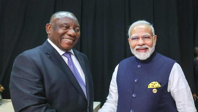 దక్షిణాఫ్రికా అధ్యక్షుడితో మోదీ భేటీ