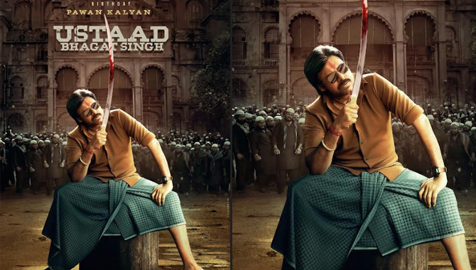 Pawan Kalyan Ustaad Bhagat Singh’s Mass Swag In Birthday Special Poster Pawan Kalyan Harish Shankar Mythri Movie Makers Ustaad Bhagat Singhs Mass Swag In Birthday Special Poster