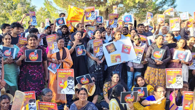 NRIs Protest against Chandrababu’s Arrest in Bay Area