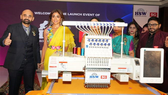 HSW 5G Embroidery Machine’s Spectacular Launch by Indian Actress Shriya Saran