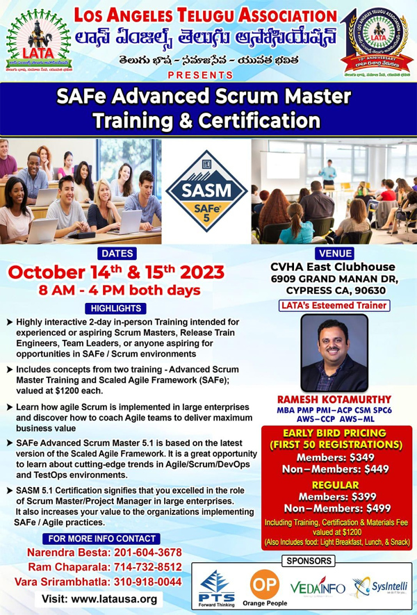 LATA SAFe Advanced Scrum Master Training and Certification Register Today!