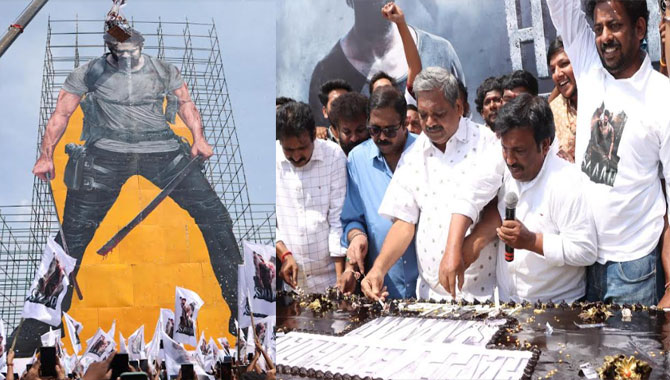 Grand Pan India Star Prabhas Birthday Celebrations in the presence of fans by unveiling Huge Cut Out