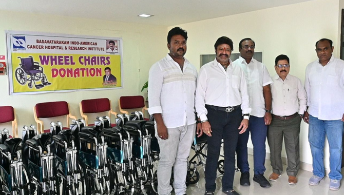 Potluri Ravi Donated Wheel Chairs to Basavatharakam Hospital