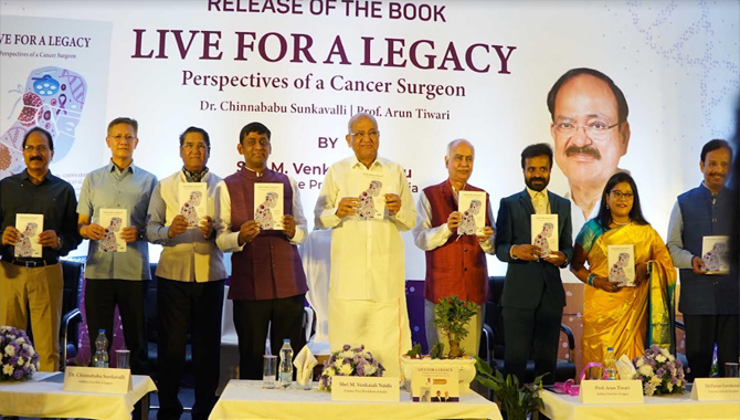 Venkaiah Naidu unveils ‘Live For A Legacy’, a book written by the city’s well-known Robotic Cancer Surgeon