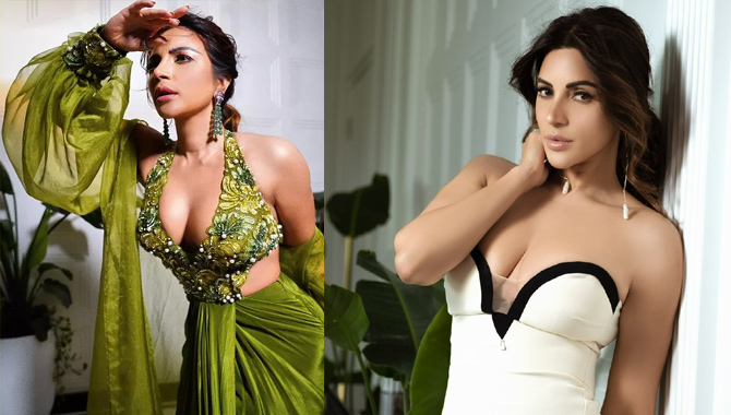 డిజైన‌ర్ డ్రెస్‌లో షామా క్లీవేజ్ షో