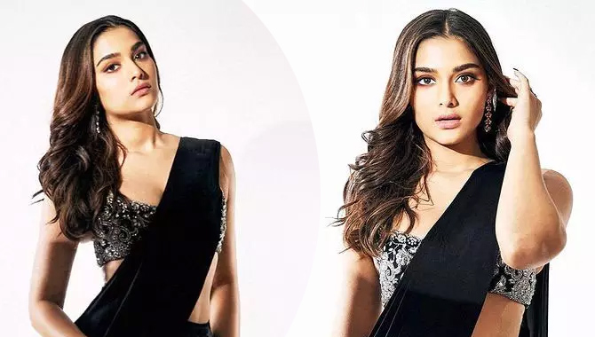 బ్లాక్ శారీలో స‌యీ మంజ్రేక‌ర్ గ్లామ‌ర్ షో