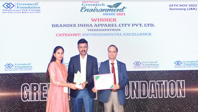 Brandix India Apparel City receives Greentech Environment Award for Environmental Excellence