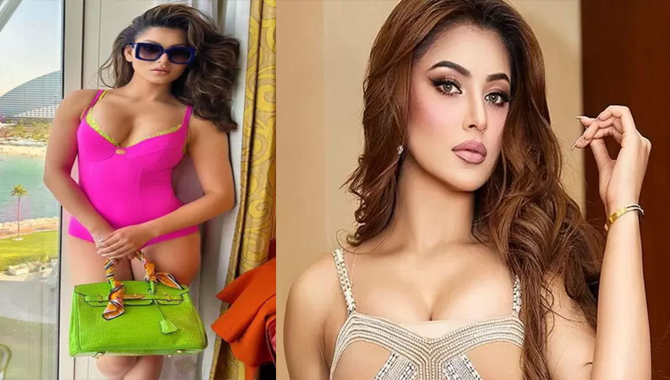 పింక్ బికినీలో హీటెక్కిస్తున్న ఊర్వ‌శీ