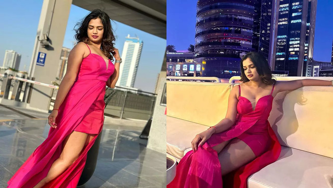 పింక్ క‌ల‌ర్ డ్రెస్‌ లో అద‌ర‌గొడుతున్న అరియానా