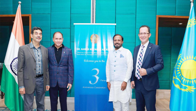 Honorary Consulate of Kazakhstan in Hyderabad marks three years of bolstered relations & strengthened ties between Telangana & Kazakhstan!