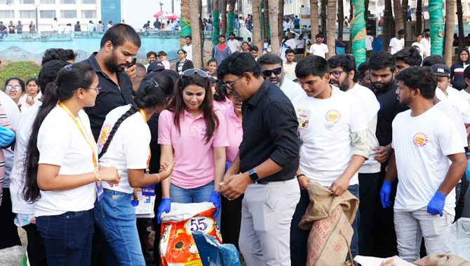 Disney + Hotstar Celebrates National Cleanliness Day with Lavanya Tripathi and Abhignya Vuthaluru at Ramakrishna Beach Vizag