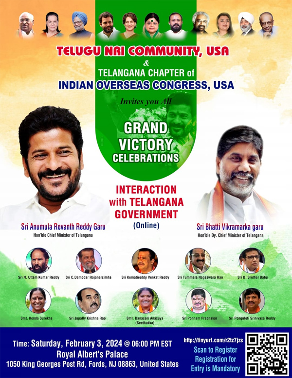 Telugu NRI Community & Indian Overseas Congress USA Grand Victory Celebrations