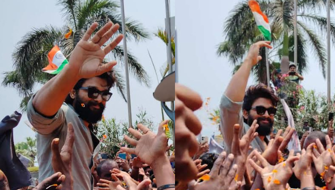 అల్లు అర్జున్‌కు వైజాగ్‌లో గ్రాండ్ వెల్‌కమ్‌తో అభిమానం చాటుకున్న ఐకాన్‌స్టార్ ఫ్యాన్స్