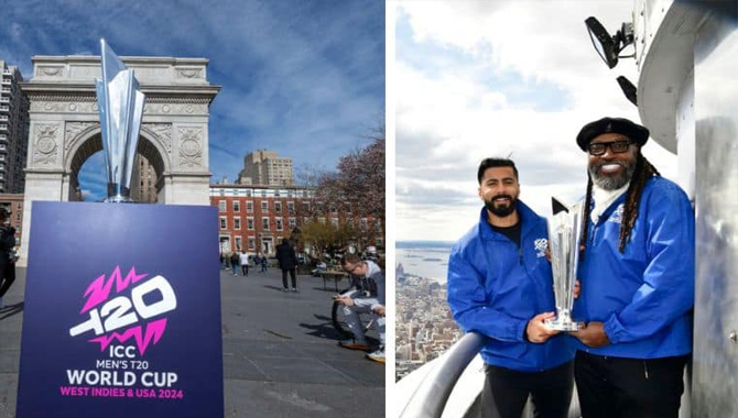 న్యూయార్క్ లో మొదలైన టీ20 ప్రపంచకప్ ట్రోఫీ