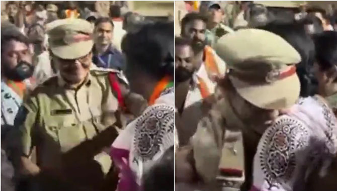 ఎంపీ అభ్యర్థితో ఆలింగనం.. ఎఎస్‌ఐ సస్పెండ్‌