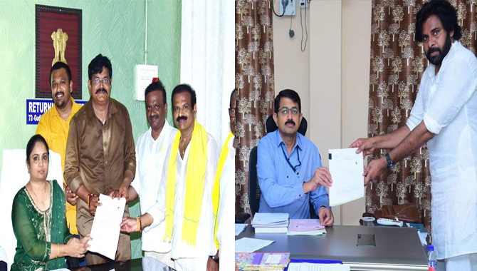 తెలుగు రాష్ట్రాల్లో ఎన్నికల సందడి.. ముఖ్యనేతల నామినేషన్లు
