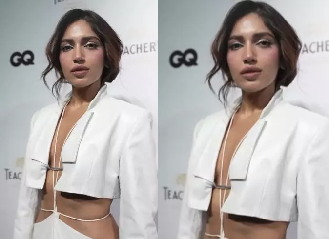 వైట్ డ్రెస్ లో భూమీ క్లీవేజ్ అందాలు