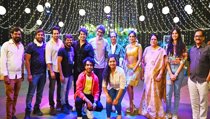 Director Trivikram Srinivas Visits Usha Parinayam Sets, Wishes Team Well