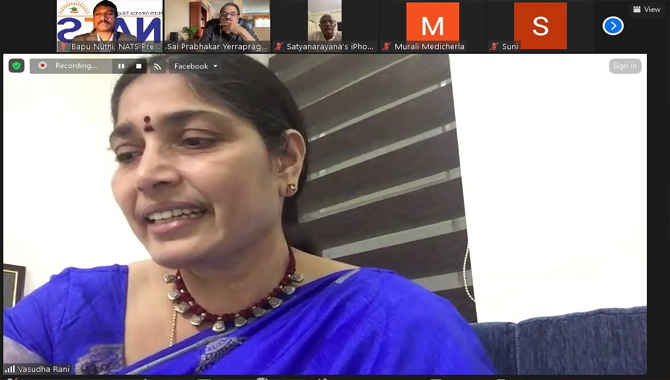 ప్రముఖ రచయిత్రి వసుధారాణితో నాట్స్ ఇష్టాగోష్టి ప్రముఖ రచయిత్రి వసుధారాణితో నాట్స్ ఇష్టాగోష్టి