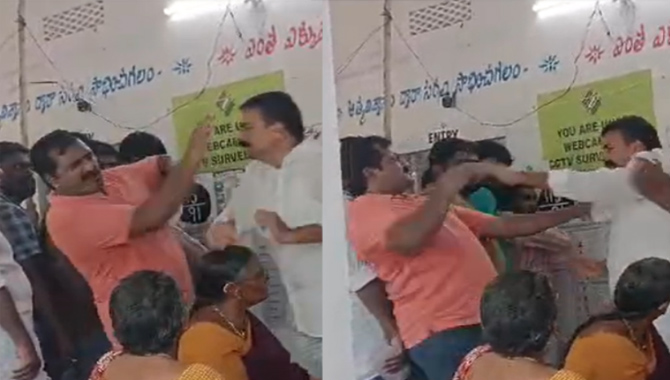 ఓటరు పై చేయి చేసుకున్న ఎమ్మెల్యే.. ఫైర్ అయిన ఈసీ..