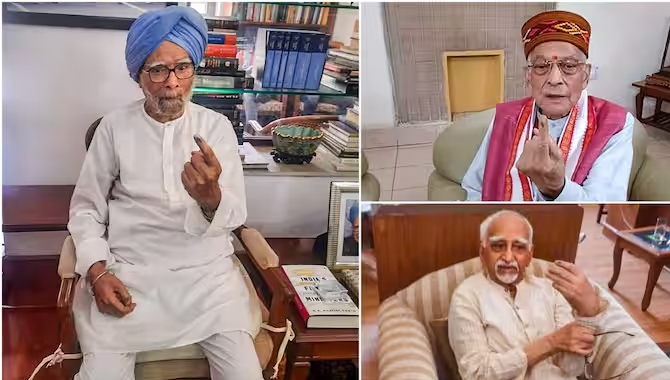 ఇంటినుంచి ఓటేసిన మన్మోహన్ సింగ్, ఆడ్వాణీ