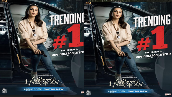 Kajal Aggarwal’s “Satyabhama” is trending at the top spot on Amazon Prime Video