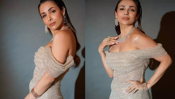 షోల్డ‌ర్ లెస్ డ్రెస్‌లో చెమ‌ట‌లు ప‌ట్టిస్తున్న మలైకా