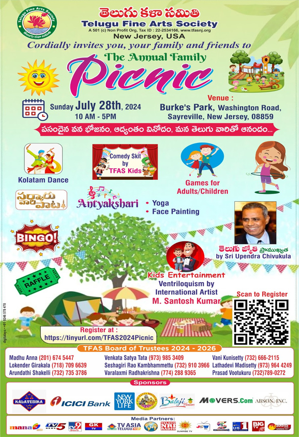 TFAS – Register today – Annual Summer Picnic July 28th 2024
